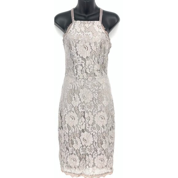 Lulus Dresses & Skirts - Lulus Dress Size Small Gray Lined Lace Sleeveless Halter Tie Sheath Women New